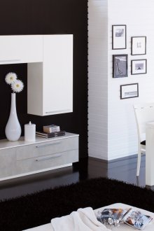 Kontrast Wohnzimmer-Küche Interieur