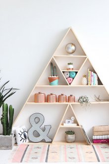 Wooden living room shelving