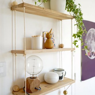 Eco style living room shelving