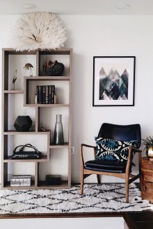 Geometric living room shelving