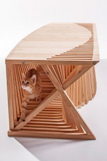 Unusual wooden cat house