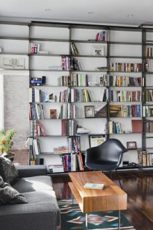 Industrial style living room shelving