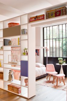 Shelving for living room in a studio apartment