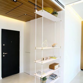 Shelving partition for living room