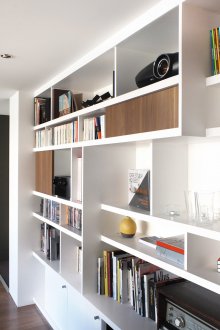 Built-in shelving for living room