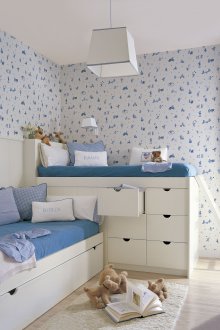 Nursery design for three children blue