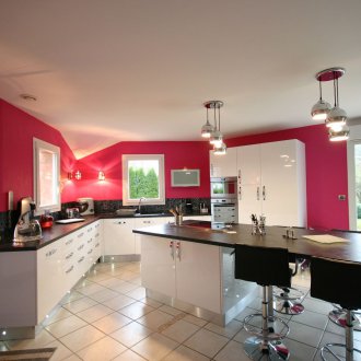 Mutfak tasarımı 20 m2 pembe