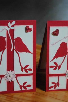 Kuşlar ile 14 Şubat do-it-yourself tebrik kartı için hediye.