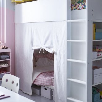 Loft yatak perdeler