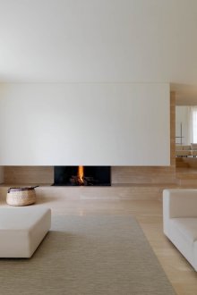 White interior with biofireplace