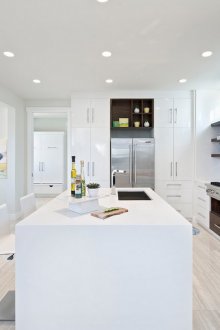 White interior with plasterboard ceiling