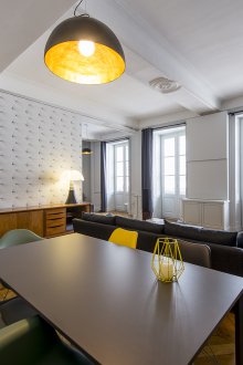 White dining room living room interior