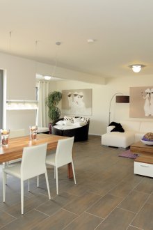 White and brown interior