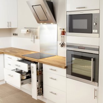 White functional kitchen interior