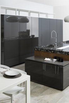 White kitchen interior with island