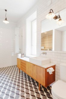 White bathroom interior in retro style