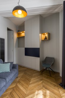 White and blue interior