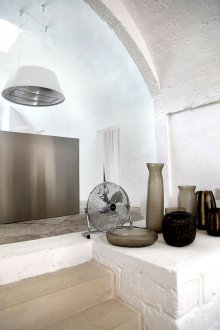 White interior with vaulted ceiling