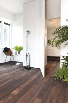 White interior with dark floor