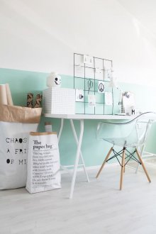 Green and white interior
