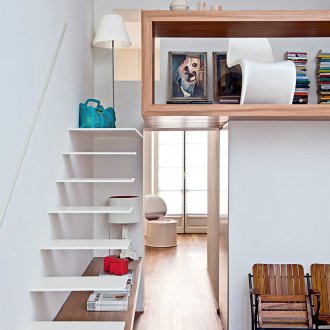 Interior for a girl in a two-level apartment