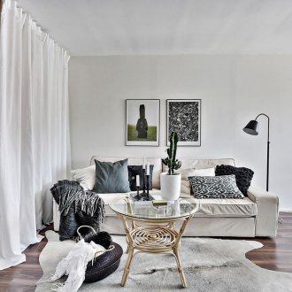 Rideaux de zonage dans le salon