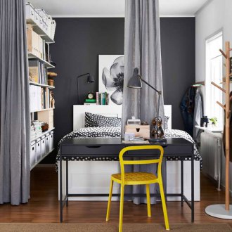 Rideaux de zonage dans une petite pièce