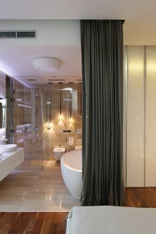Rideaux de zonage dans la salle de bain