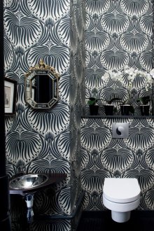 Carta da parati toilette in bianco e nero