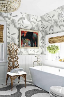 Carta da parati in bagno con stampa vegetale