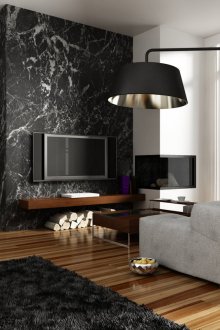 Beyaz kapılar ve bir apartman dairesinde bir ağacın altında kahverengi laminat