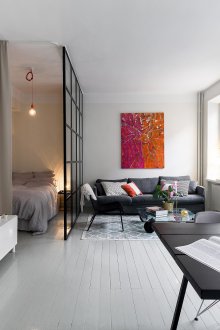 Stüdyo daire 40 metrekare ile cam bölme