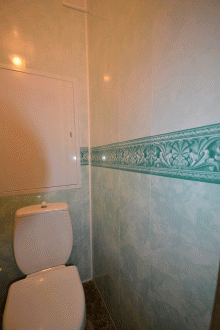Tuvaletin yeşil panellerle onarılması