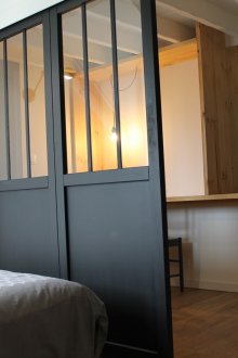 Interior partition black with glass