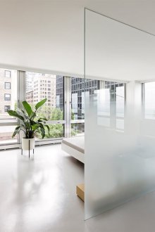 Frosted glass interior partition