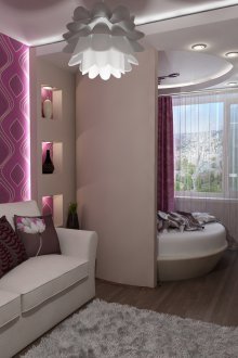 Interior partition in a studio apartment