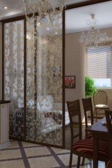 Interior partition with a pattern