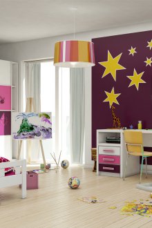 Kinder Layout mit lila Wänden