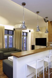 Design living room kitchen with breakfast bar