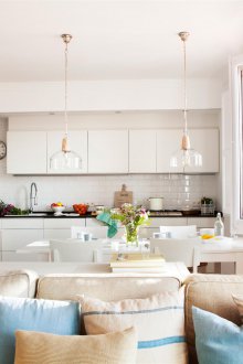 White kitchen living room design