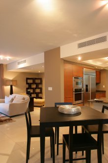 Large living room kitchen design