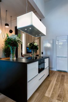 Glossy living room kitchen design