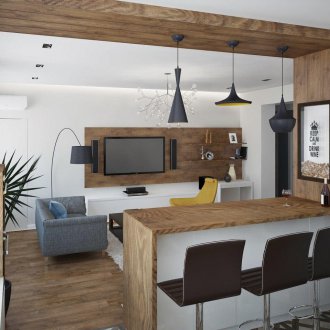 Design kitchen living room in Khrushchev