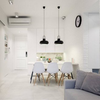 Design a small living room kitchen