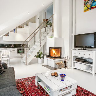 Attic living room kitchen design