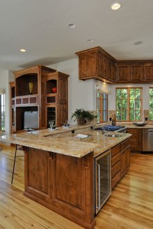 Design of the living room kitchen from solid wood