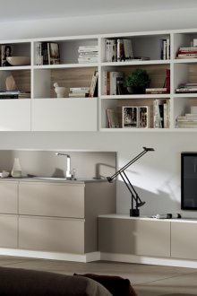 Design of living room kitchen with furniture