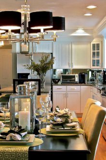 Living room kitchen design with dining table
