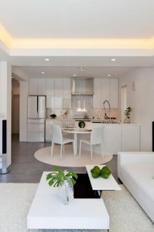 Solid color kitchen design