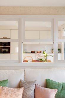 Living room kitchen design with window
